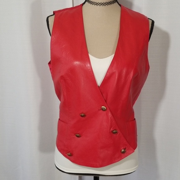 leather Craft Jackets & Blazers - Leather craft Vintage red leather Vest. Size 8